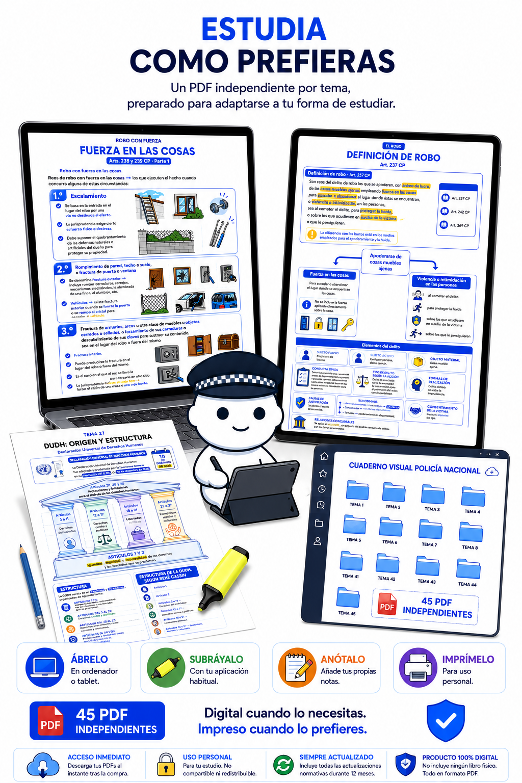 Cuaderno Visual Policía Nacional en PDF para ordenador, tableta, anotación e impresión personal